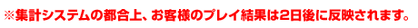 ※集計システムの都合上、お客様のプレイ結果は2日後に反映されます。