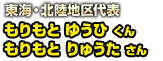 東海・北陸地区代表 もりもと ゆうひ くん　もりもと りゅうた さん