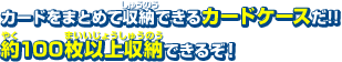 カードをまとめて収納できるカードケースだ!!約100枚以上収納できるぞ！