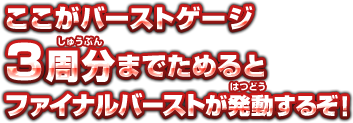 ここがバーストゲージ ３周分までためると ファイナルバーストが発動するぞ！